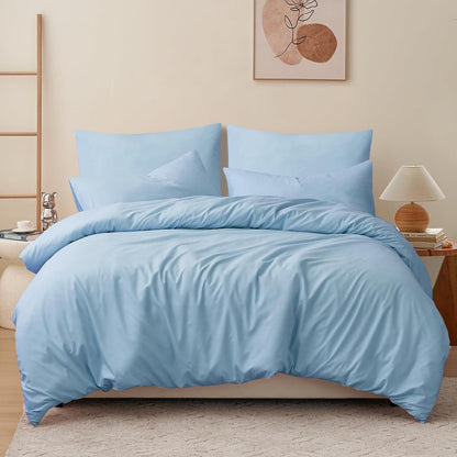 Bettwäsche-Set für Doppelbett mit Reißverschluss 200x220cm Blau