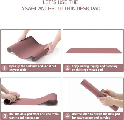 Schreibtischunterlage Mauspad Leder Wildleder Büro Dunkelpink 90x43cm