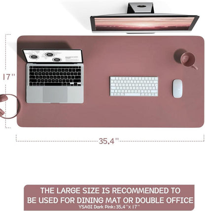 Großes Office Mousepad Leder Schreibtischunterlage Dunkelpink 90x43cm