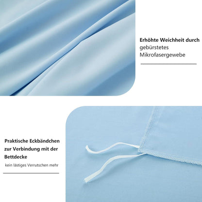 Bettwäsche 135x200 Blau 4tlg. Mikrofaser Weich und Bügelfrei