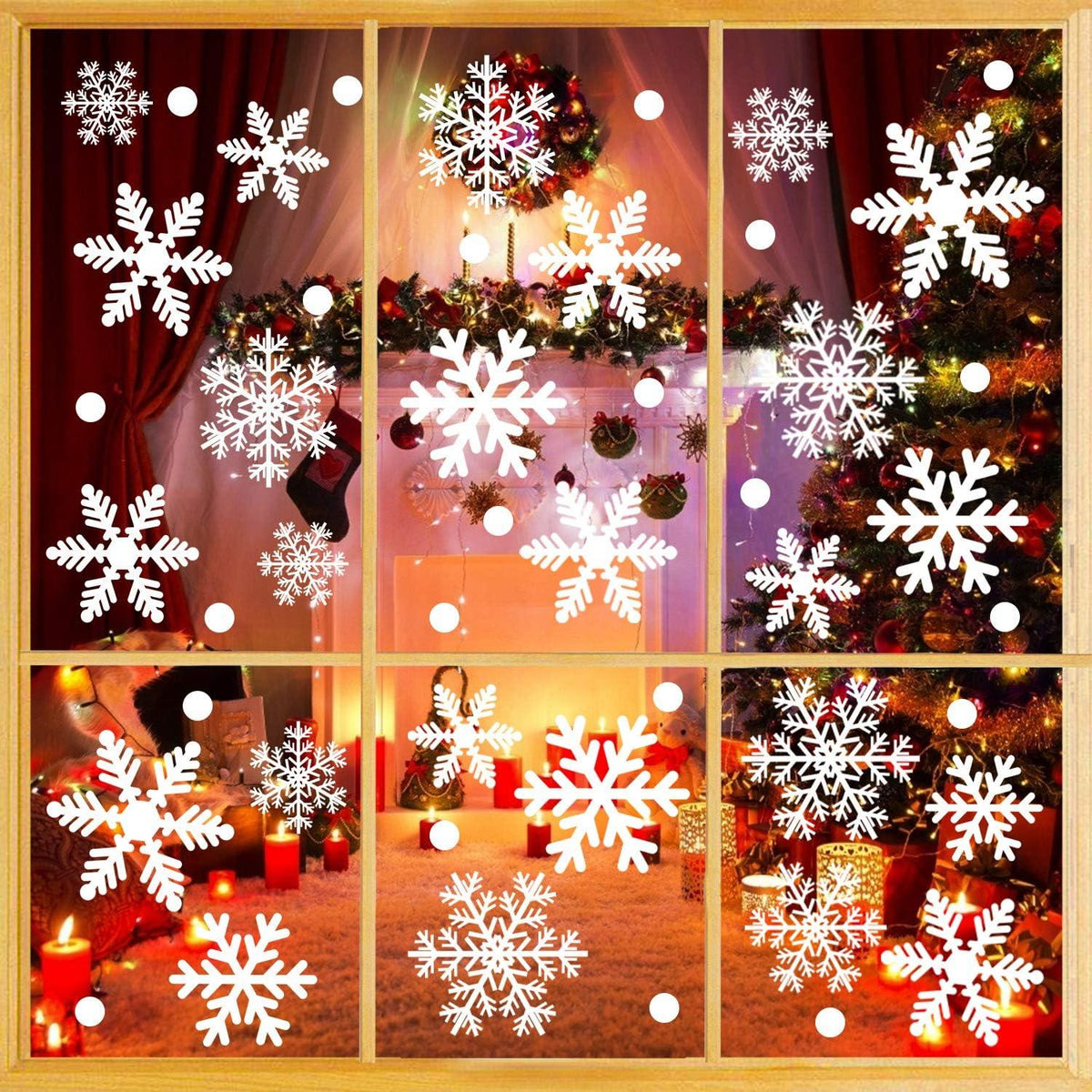 Abnehmbare Weihnachts Schneeflocken Fensterbilder, PVC Selbstklebend für Fenster Deko