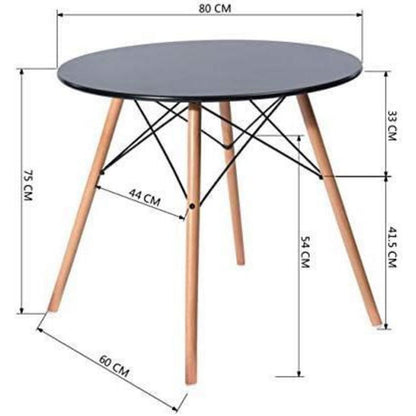 Moderner runder Esstisch 80x80cm Schwarz