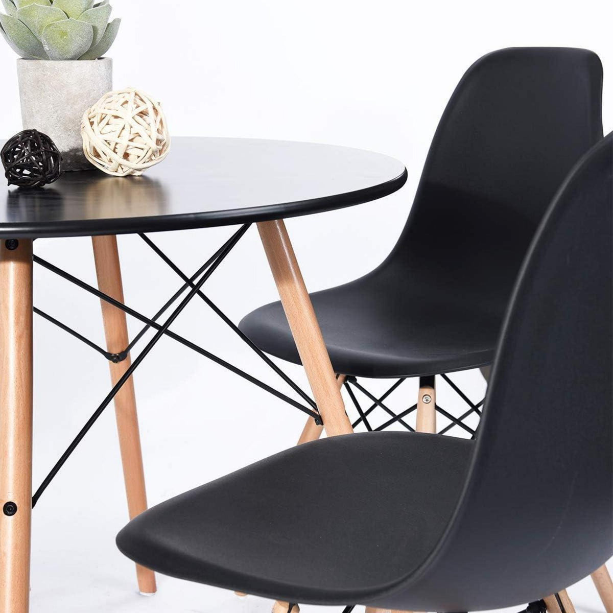 Moderner runder Esstisch 80x80cm Schwarz