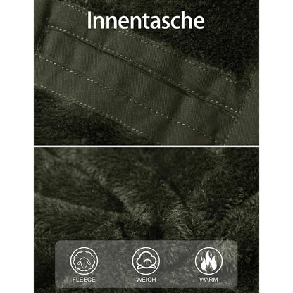Warme Winterjacke Herren mit abnehmbarer Kapuze, Armeegrün