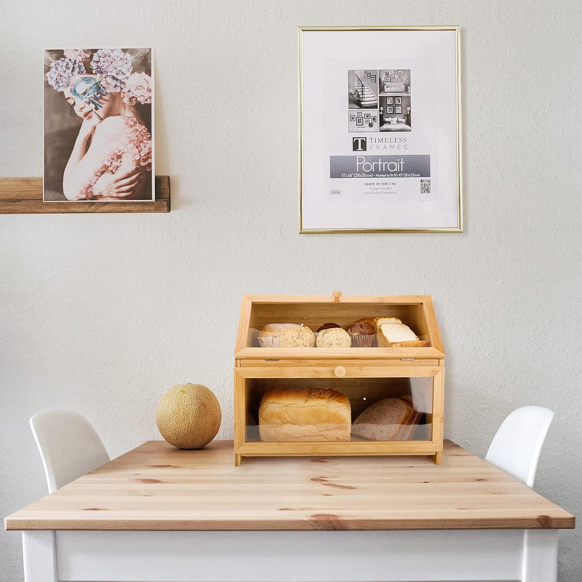 Brotkasten aus Bambus 2 Etagen lebensmittelecht 39x25x32cm