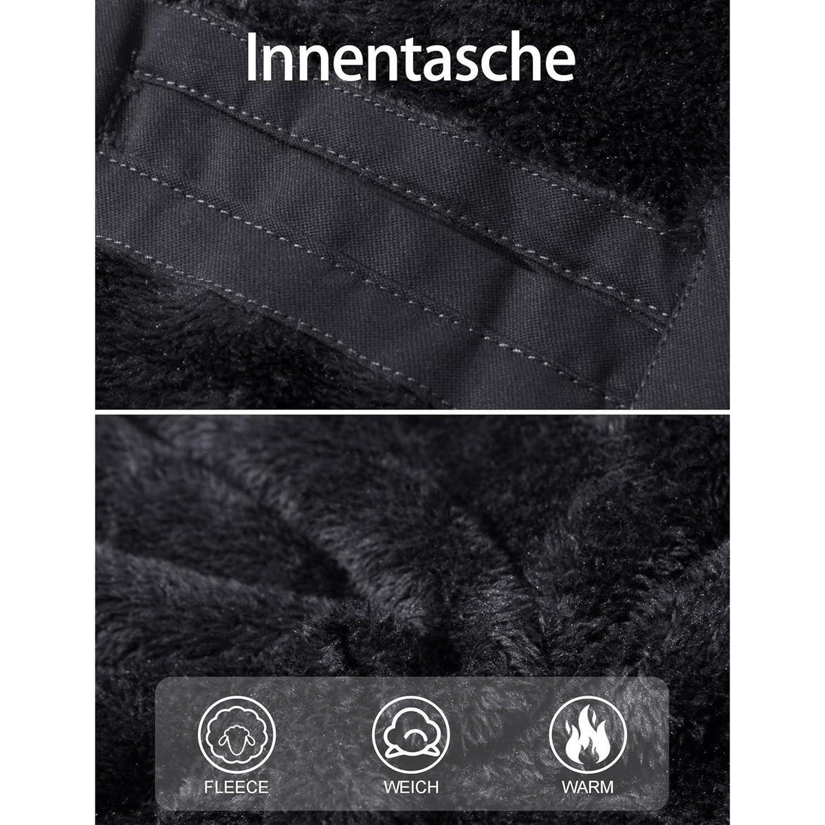 Herren Winterjacke gefüttert Fleece Parka mit Kapuze Grau XL