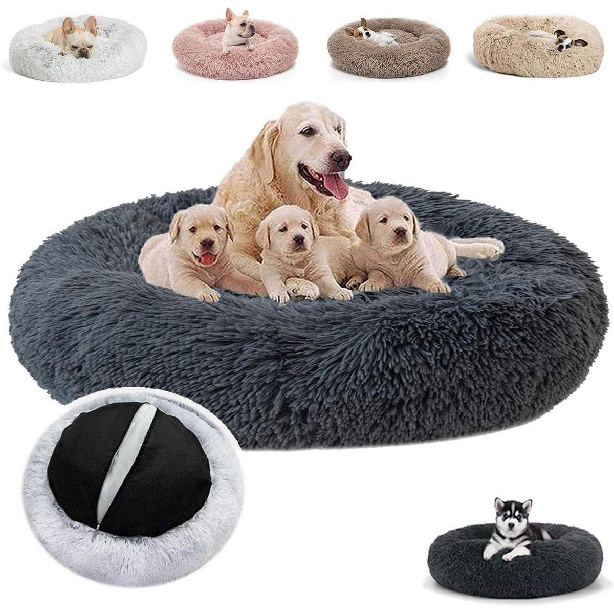 Flauschiges Hundebett Donut Grau – Komfort für Große Hunde