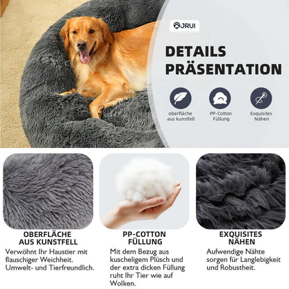 Flauschiges Hundebett Donut Grau – Komfort für Große Hunde