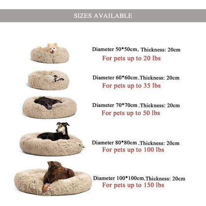 Plüsch Hundebett Groß – Waschbar, Rutschfest, Beige 120x120cm