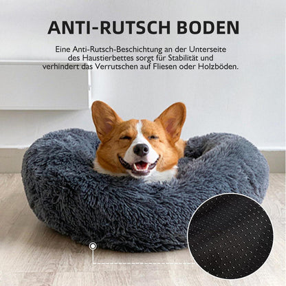 Plüsch Hundebett Groß – Flauschig, Waschbar, 120x120cm Coffee
