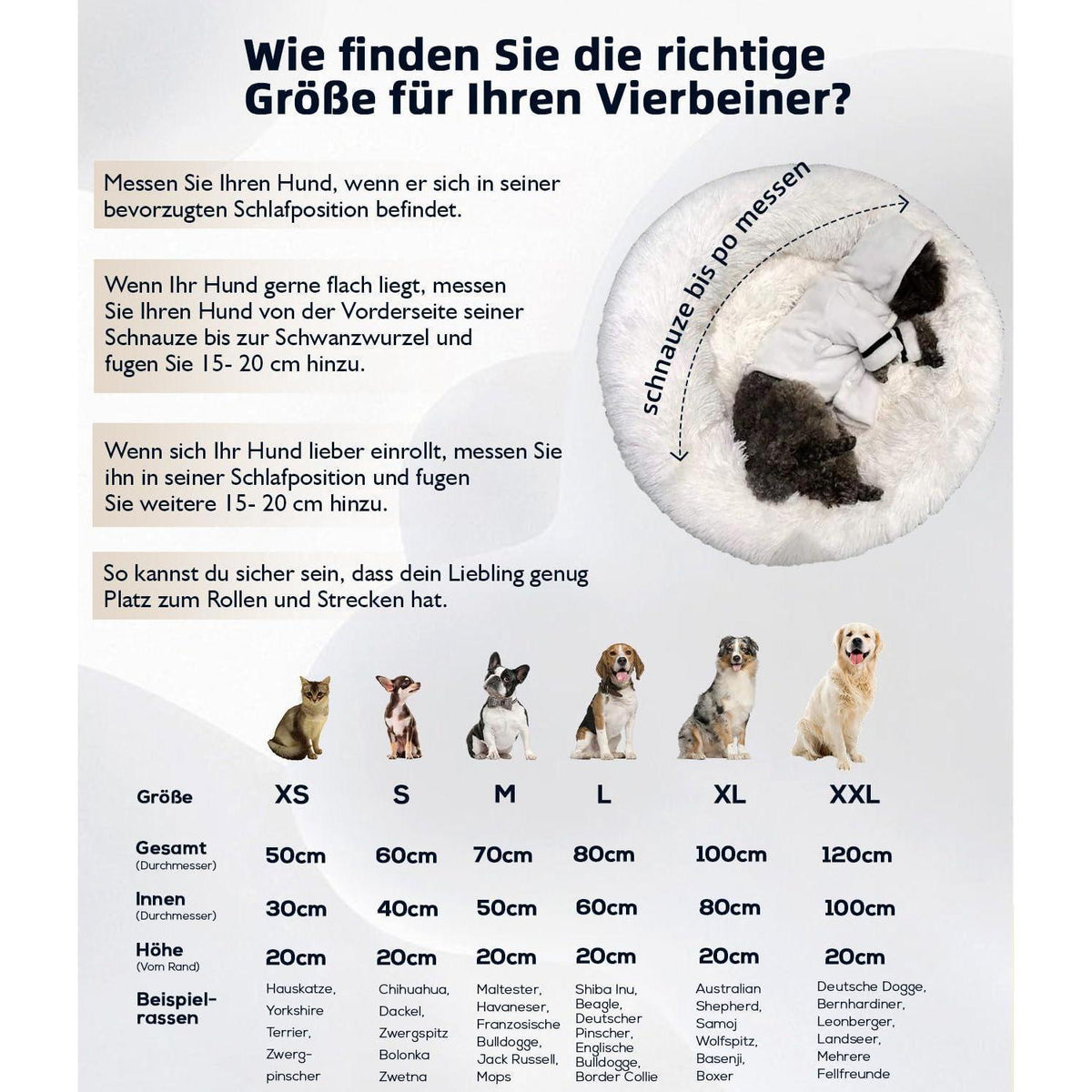 Plüsch Hundebett Groß – Flauschig, Waschbar, 120x120cm Coffee