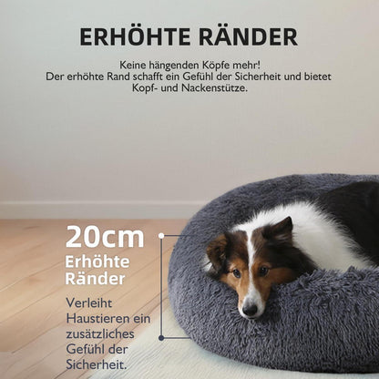 Flauschiges Hundebett Rund für Große Hunde – Grau 120x120x20cm