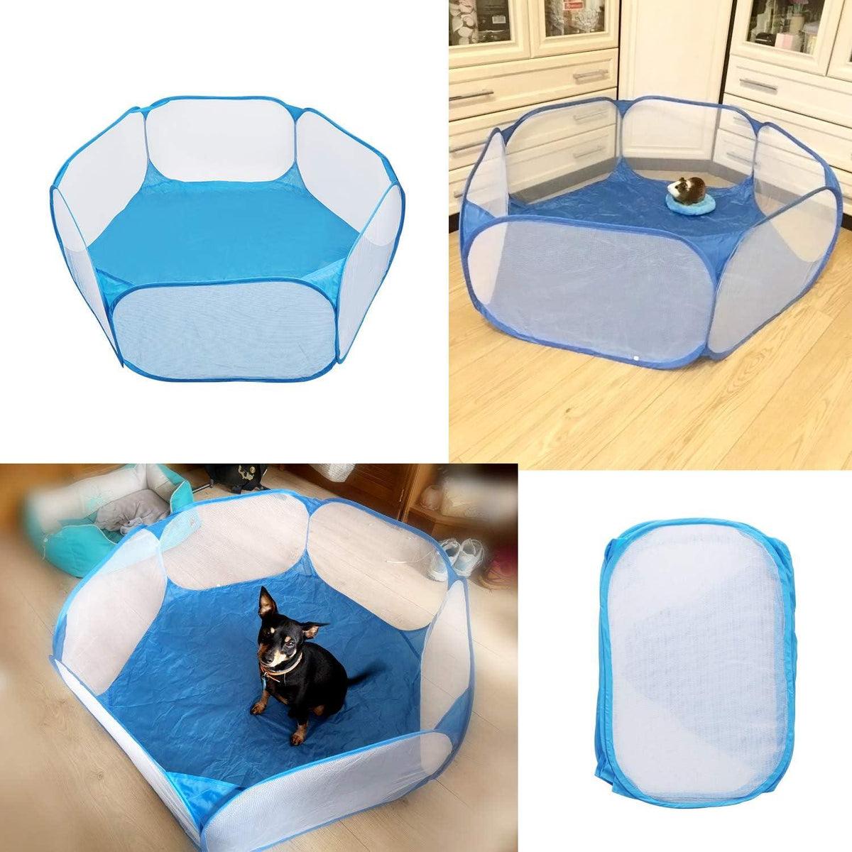 Coolty Kleintier-Laufstall Pop-Up Faltbares Übungszaun Blau