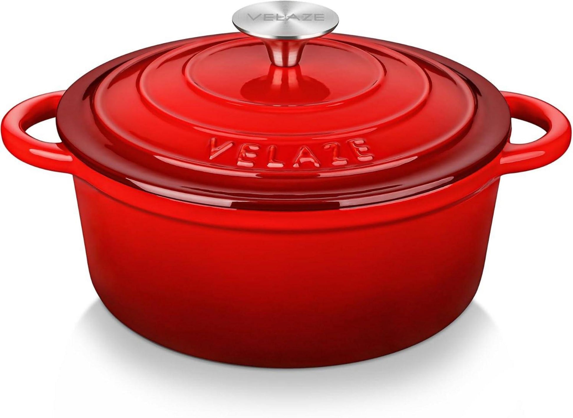 Gusseisen Bräter 23cm 3L Topf Schmortopf Induktion Deckel Rot