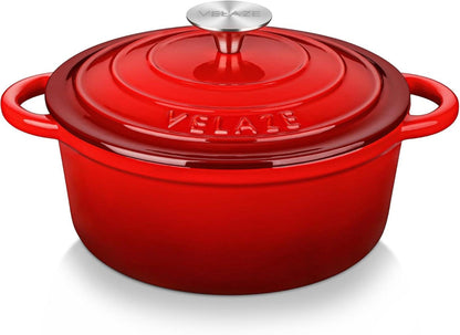 Gusseisen Bräter 23cm 3L Topf Schmortopf Induktion Deckel Rot