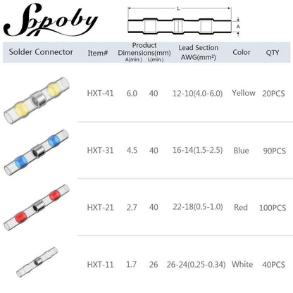 250PCS Solder Seal Wire Connector Kit - Automotive Marine Insulated Waterproof Terminal
