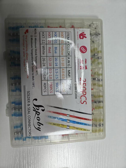 250PCS Solder Seal Wire Connector Kit - Automotive Marine Insulated Waterproof Terminal