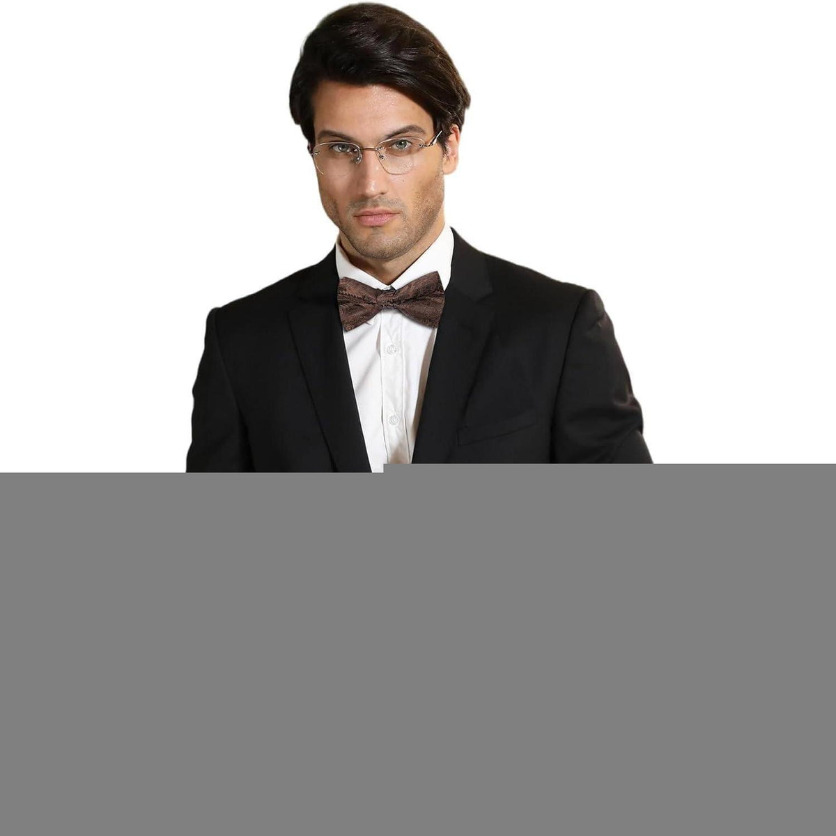 Herren Fliege mit Einstecktuch Set Braun
