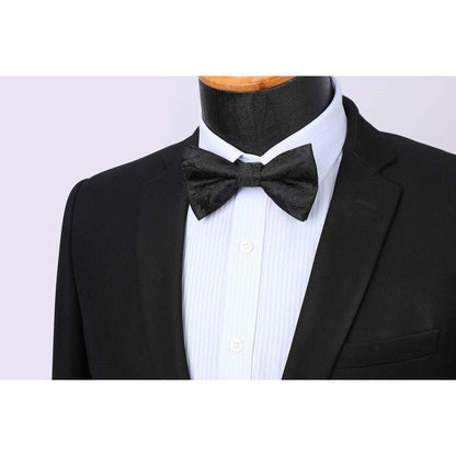 Herren Fliegen Set mit Einstecktuch – Schwarz