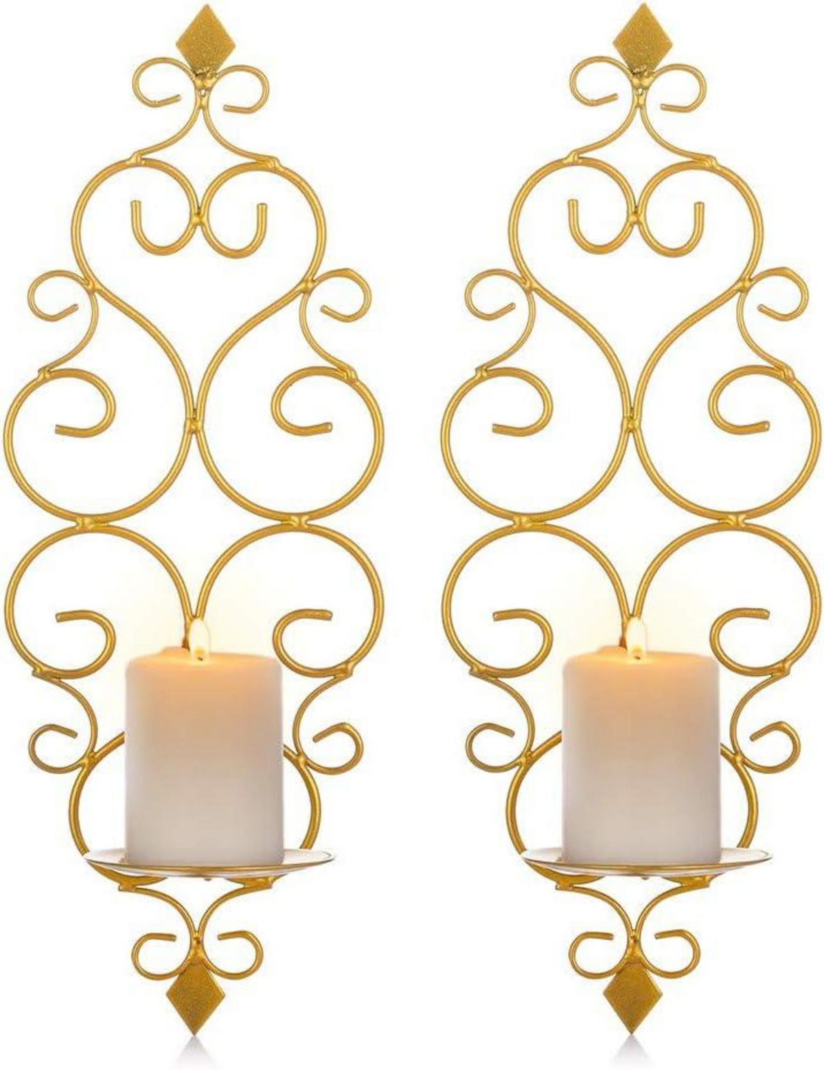 Wandkerzenhalter Set Metall Gold Teelichter Stumpenkerze