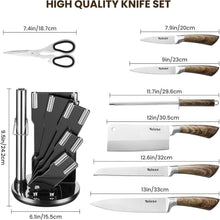 Velaze Edelstahl Messerset 8-teilig mit Messerblock und