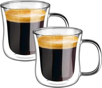 Doppelwandige Espressotassen Borosilikatglas 120ml Set 2er