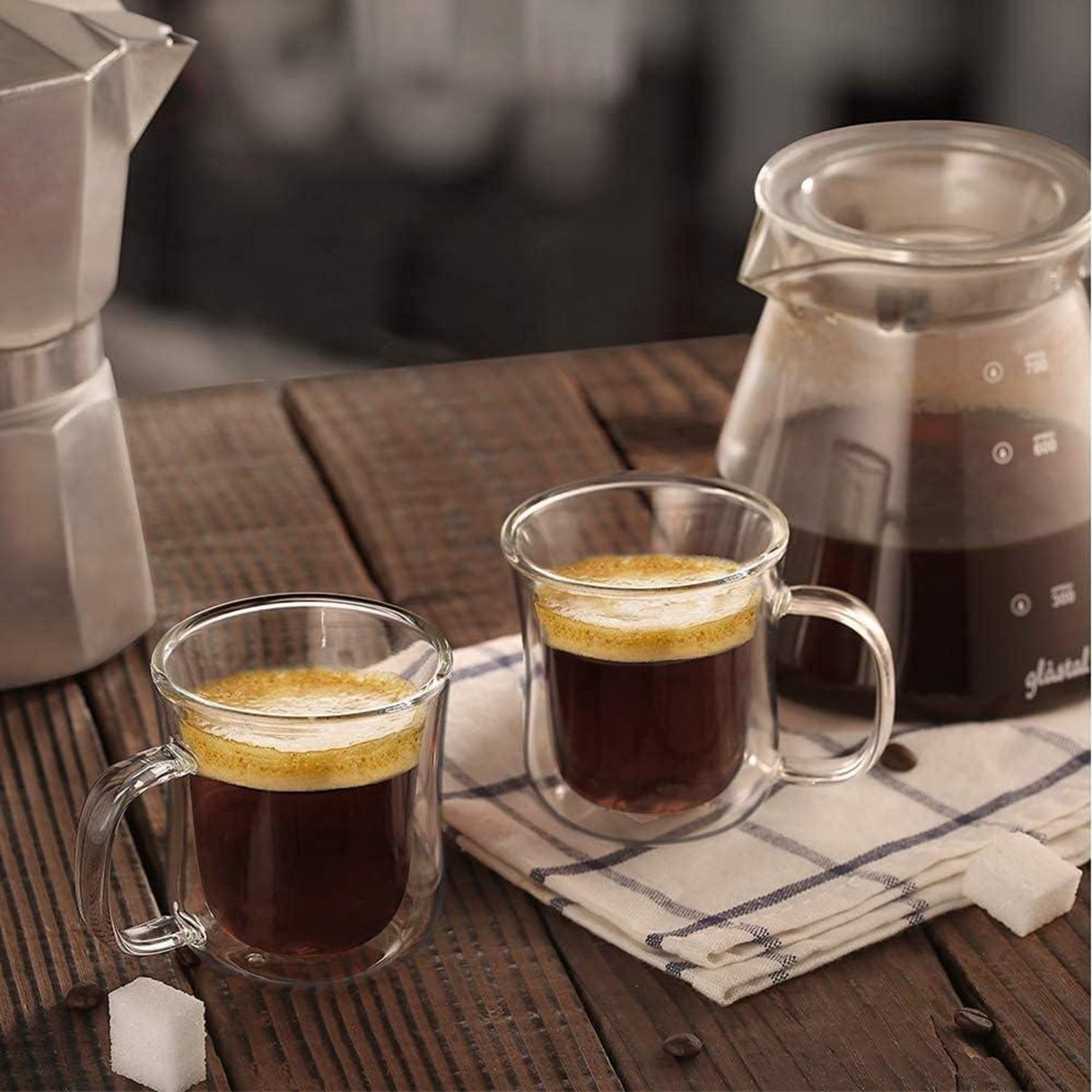 Doppelwandige Espressotassen Set Glas 120ml 2er Kaffeeglas Teegläser