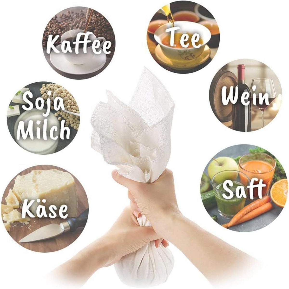 Passiertuch 100% Leinen 50x50cm Rissfest für Nussmilch, Käse, Saft