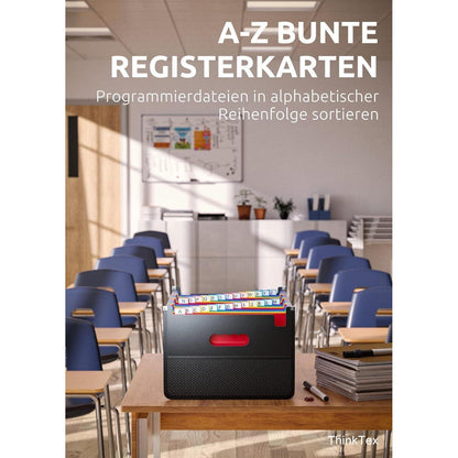 26 Fächer A4 Sortiermappe Organizer mit Netztasche & bunten