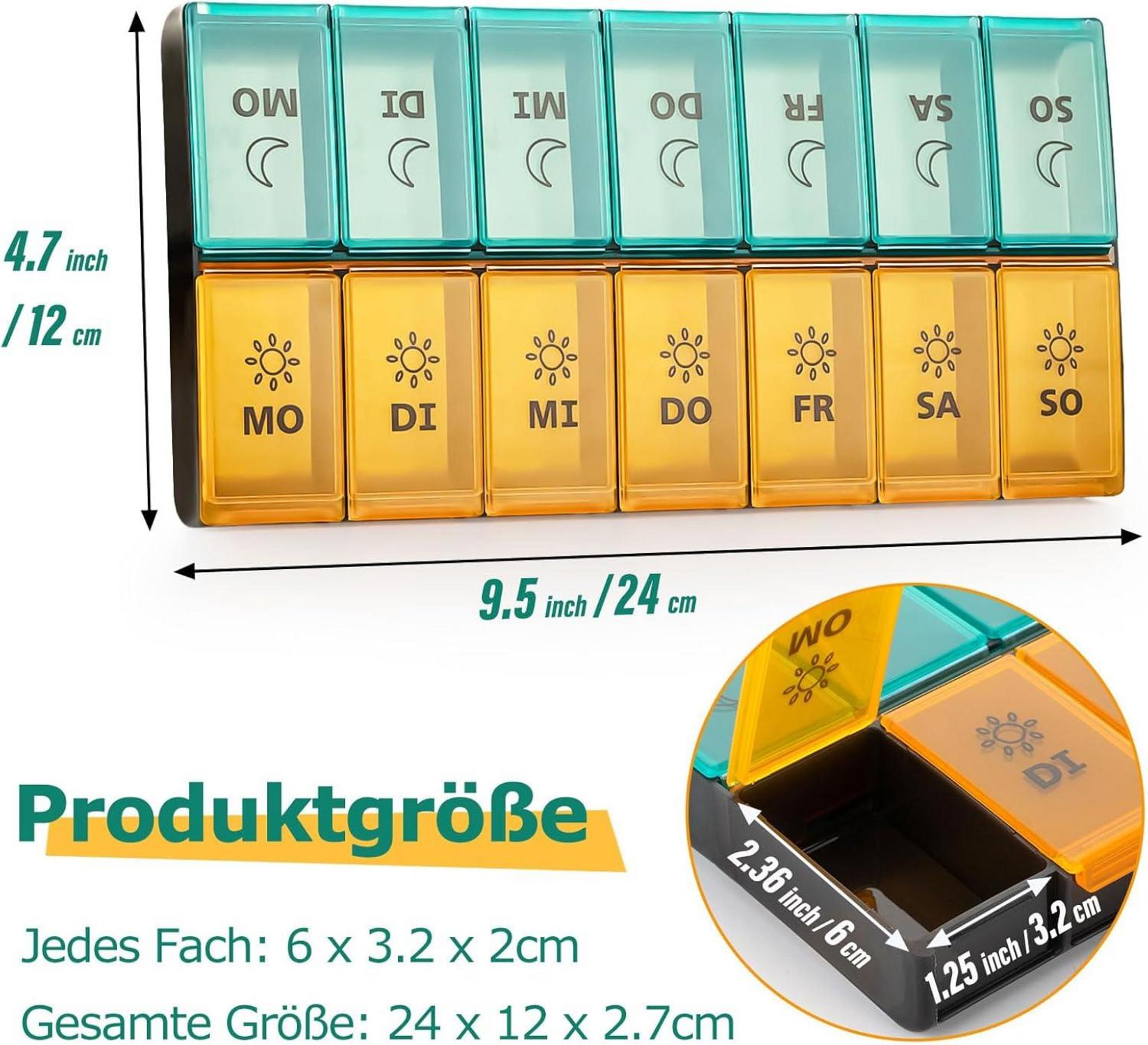 Tablettenbox 7 Tage XL für Vitamine Medikamente Blau