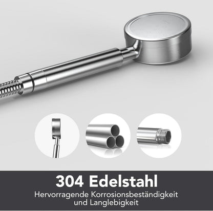 Duschkopf Hochdruck mit 1,5m Schlauch Edelstahl Handbrause