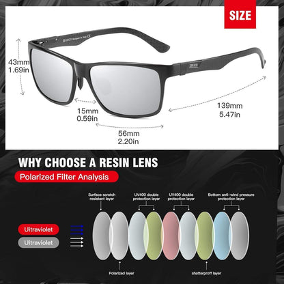 Polarisierte Herren Sonnenbrille Rechteckig Kohlefaser UV400