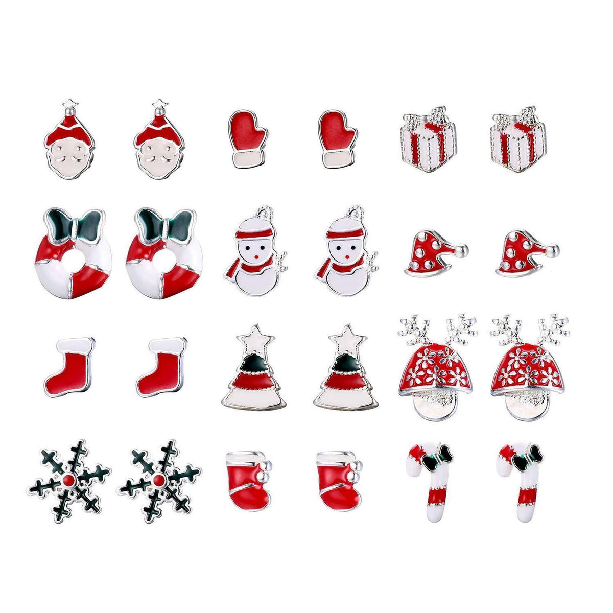 12 Paar Edelstahl Weihnachten Ohrstecker Damen Mädchen Kinder