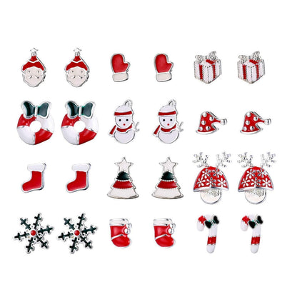 12 Paar Edelstahl Weihnachten Ohrstecker Damen Mädchen Kinder
