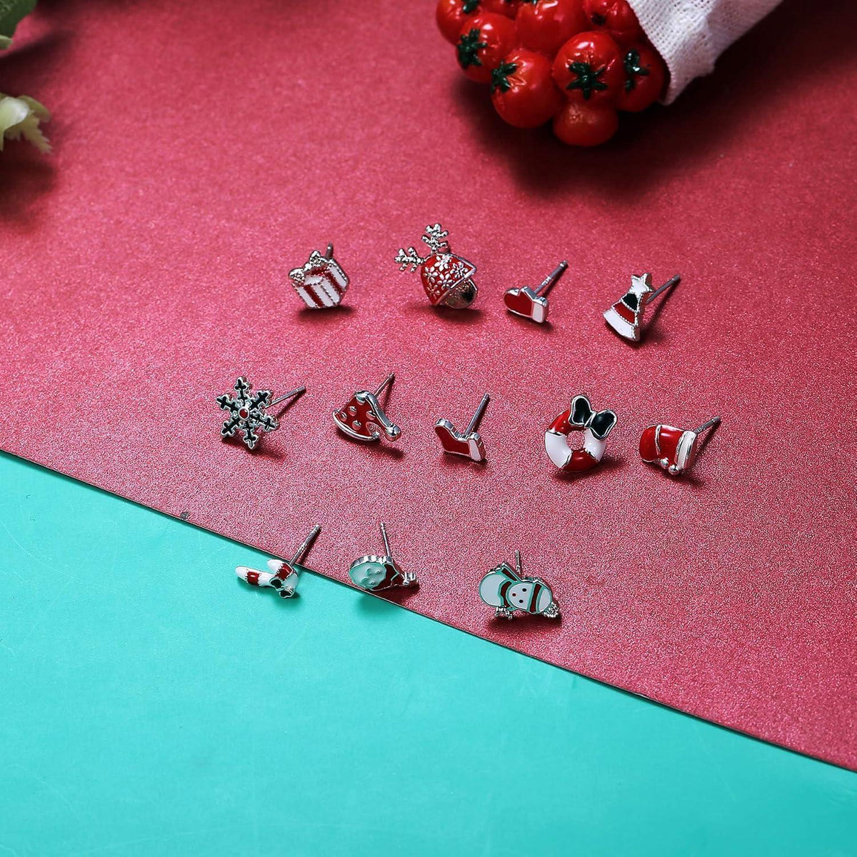 12 Paar Edelstahl Weihnachten Ohrstecker Damen Mädchen Kinder