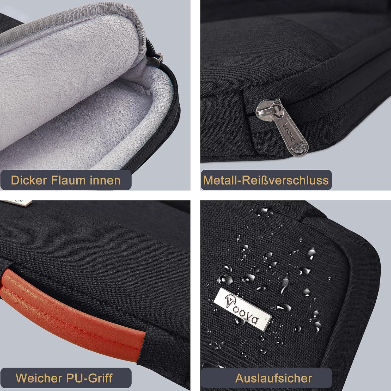 Laptoptasche 14 Zoll MacBook Air M2 Hülle Zubehörtasche Schwarz