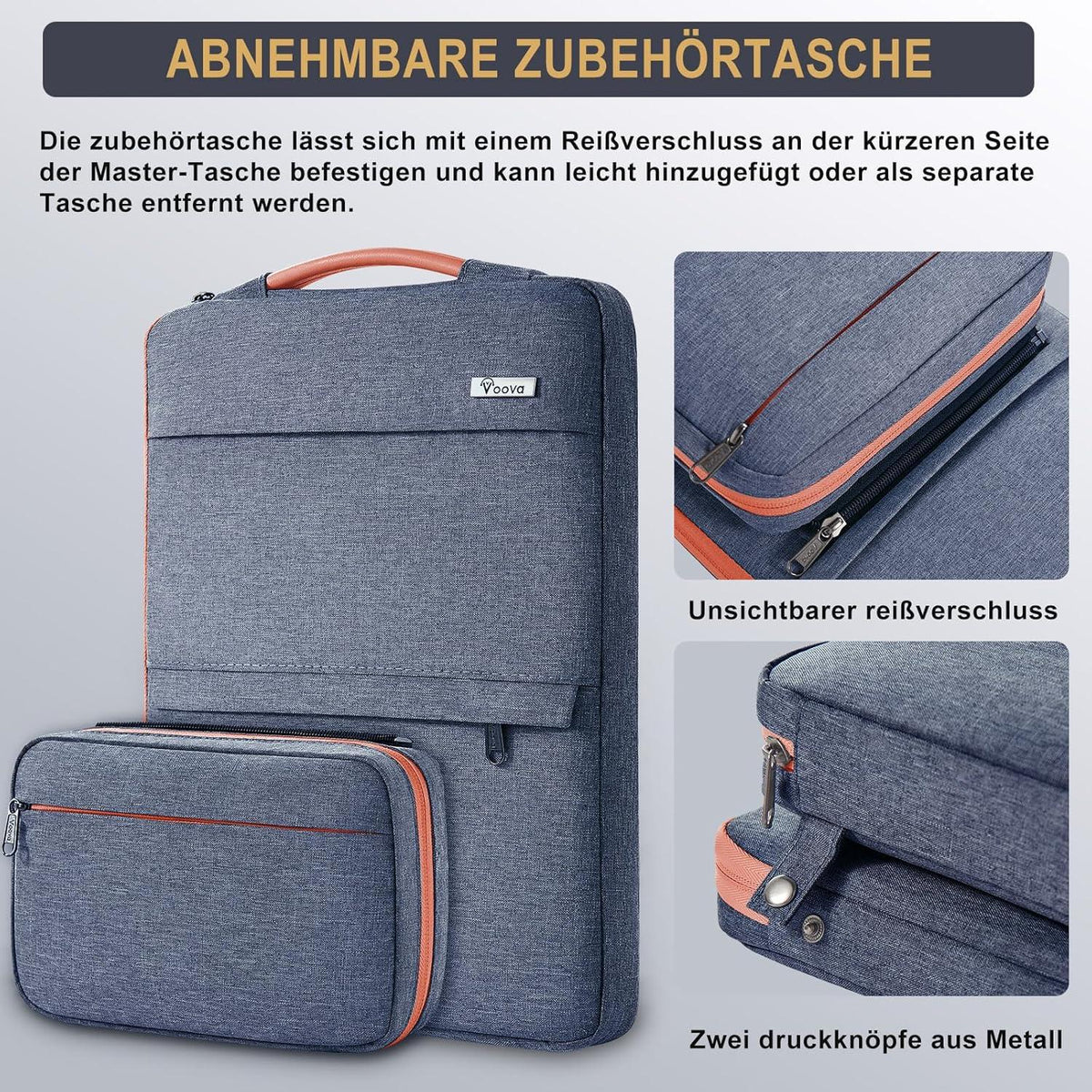 Voova Laptoptasche 13.3-14 Zoll MacBook Air M1 M2 MacBook Pro 13-14 Asus Dell Dunkelgrau
