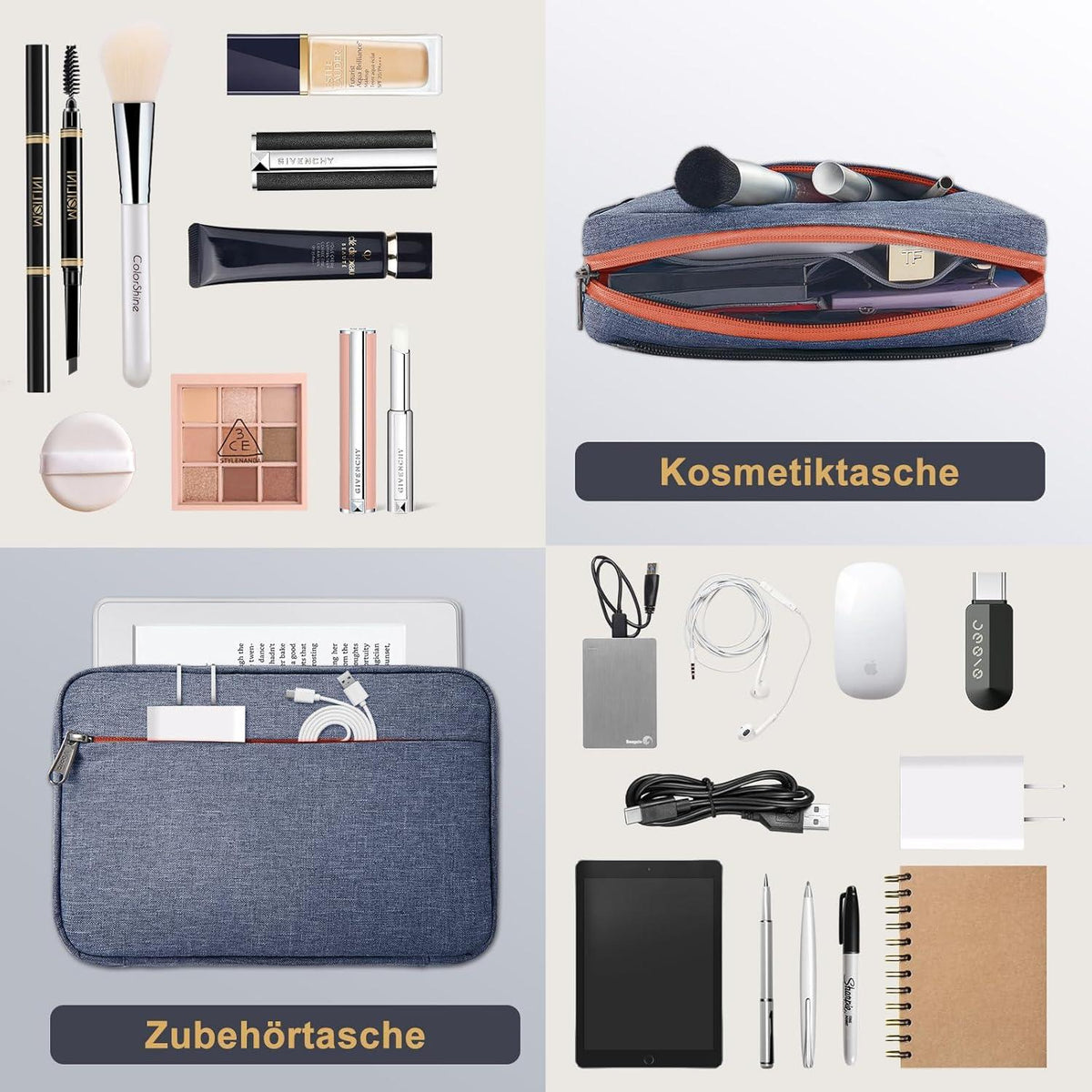 Voova Laptoptasche 13.3-14 Zoll MacBook Air Pro Asus Dell - Dunkelgrau