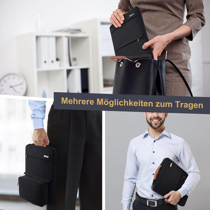 Laptoptasche 15-16 Zoll schwarze Hülle mit Zubehörtasche