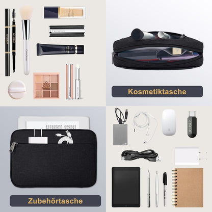 Voova Laptoptasche 15.6 Zoll MacBook Pro Hülle Zubehörtasche Schwarz