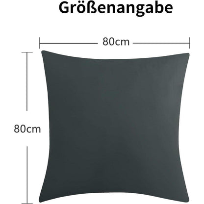 Kissenbezug 80x80 Grau Mikrofaser Reißverschluss Doppelpack
