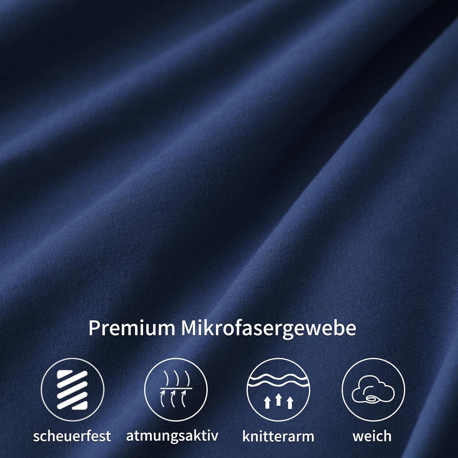 Kissenbezug 80x80 2er Pack Dunkelblau Mikrofaser Reißverschluss