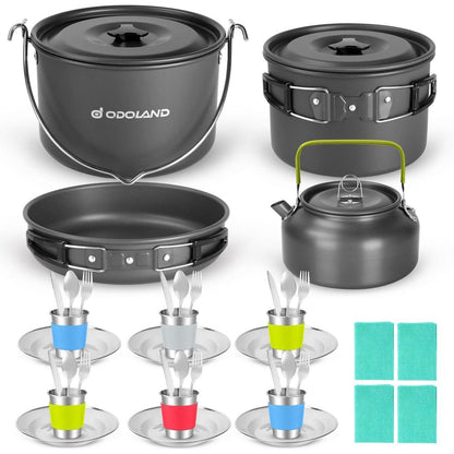 Odoland Camping Geschirr Set für 6 Personen - Outdoor
