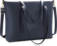 Großer Schwarz PU Leder Shopper 15.6 Zoll Laptop Handtasche