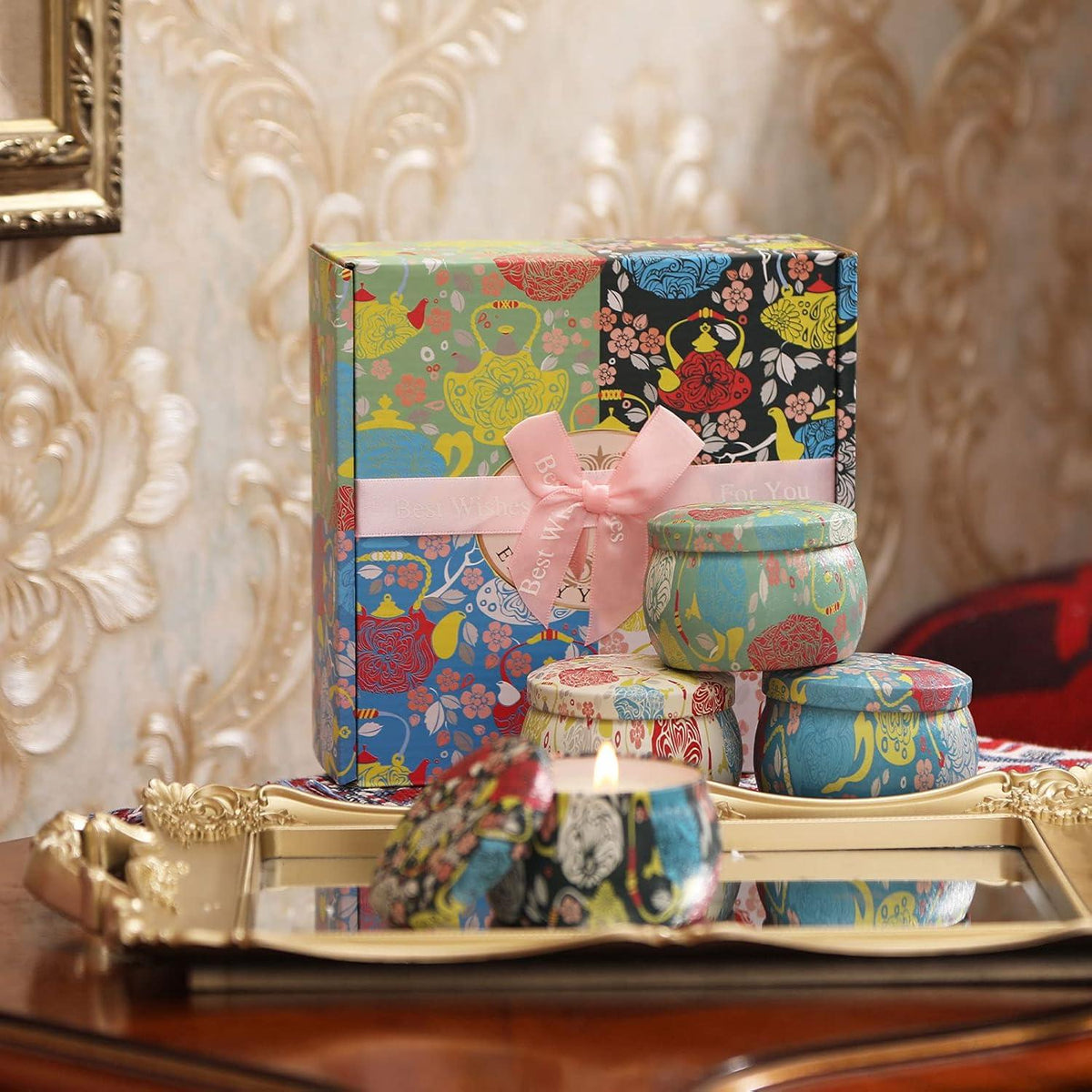 Duftkerzen Geschenkset 4er Sojawachs Aromatherapie Kerzen für Frauen