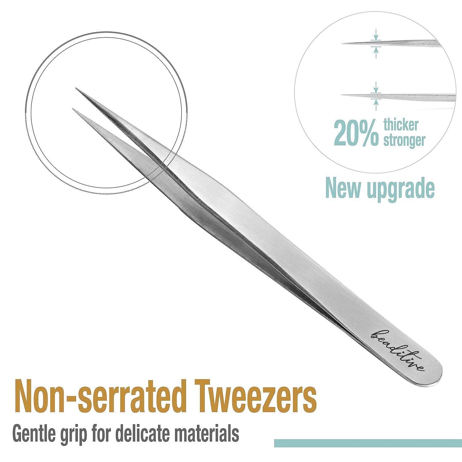 Beaditive 3er-Pack Hochpräzise Pinzetten 4,7-Zoll zum Nähen