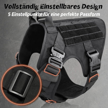 Großes Hundegeschirr No Pull Taktisch MOLLE Schwarz L