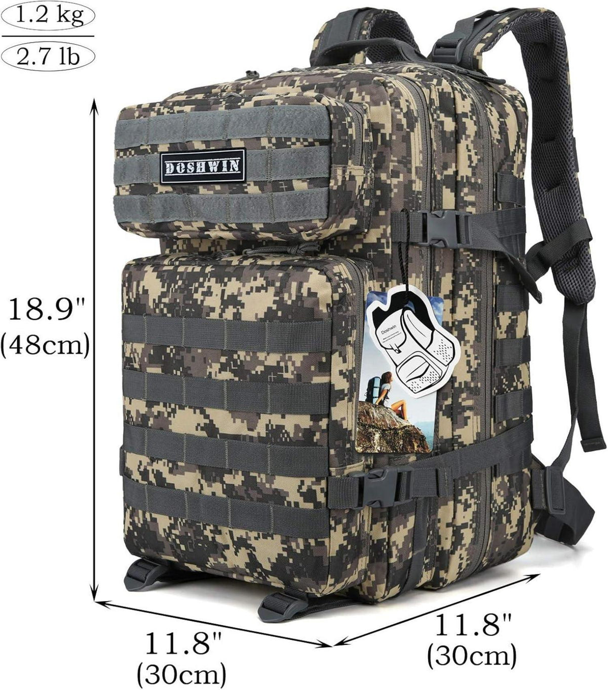 40L Armee Molle Tactical Rucksack Survival Backpack Military Outdoor Acu