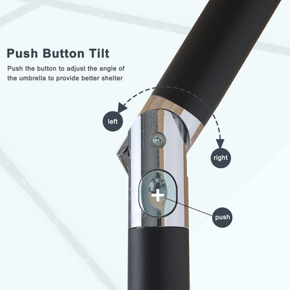 230 cm MasterCanopy Sonnenschirm mit Solar-LED Beleuchtung in Hellbeige