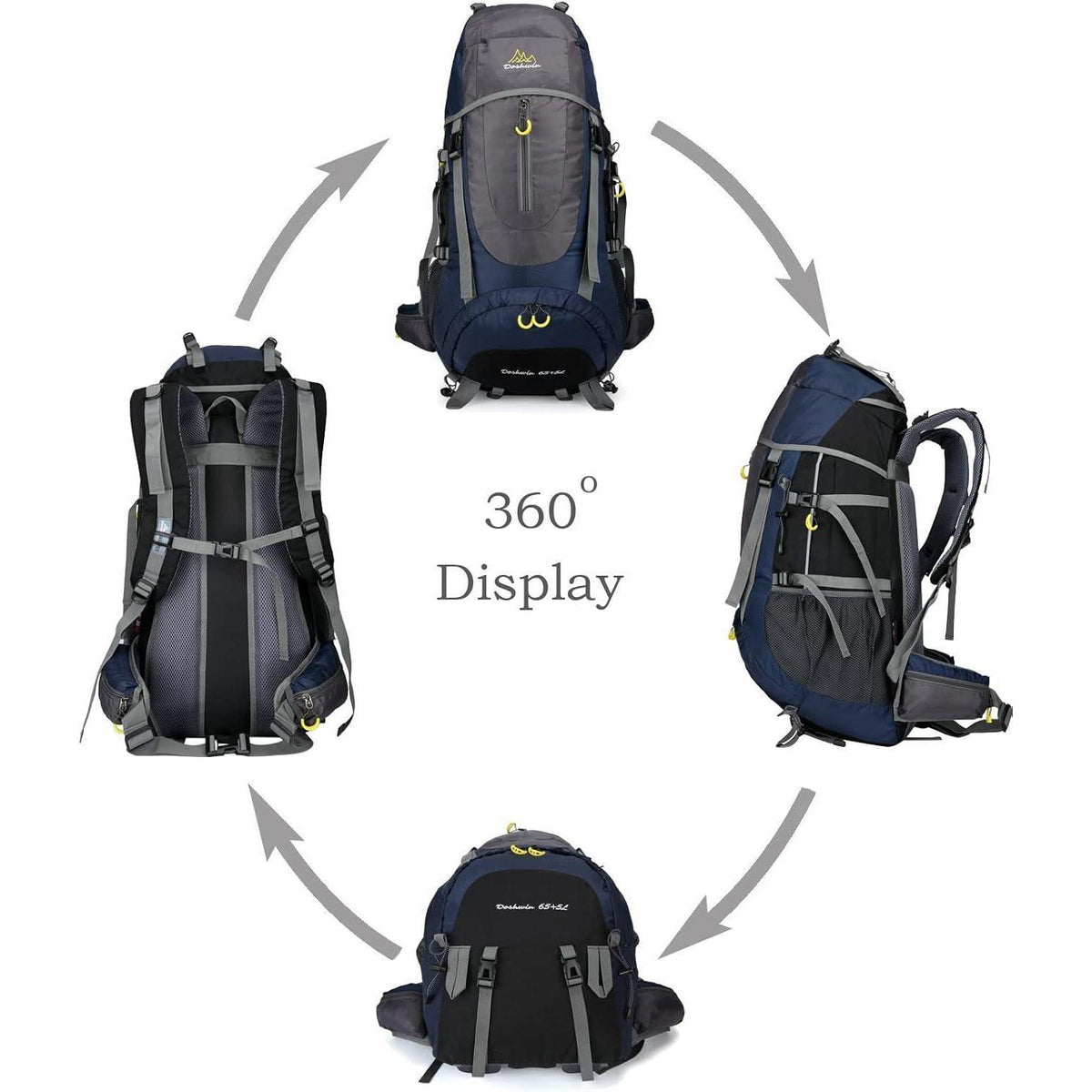 70L Trekkingrucksack Dunkelblau Damen Herren XL